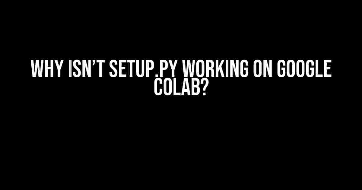 Why isn’t setup.py working on Google Colab?